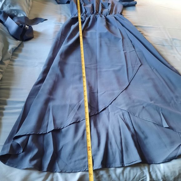 Cornflower Blue Split Hem Maternity Nursing Maxi Dress - NWT, Size S - Picture 14 of 16